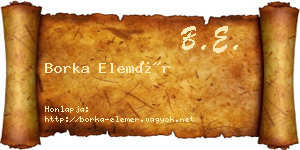 Borka Elemér névjegykártya